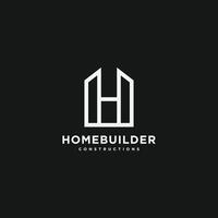 h último edificio logo y icono vector