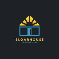 Solar house logo and icon vector