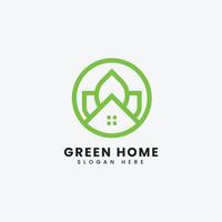 verde hogar hoja logo y icono vector