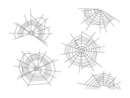 Spider web set of Halloween elements vector illustration