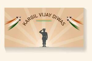 Kargil Vijay Diwas, soldiers abstract concept for man and the gun, banner poster 26 th vector