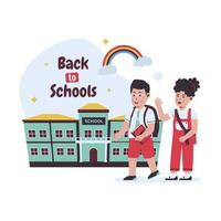 Vector of hand drawn children back to school