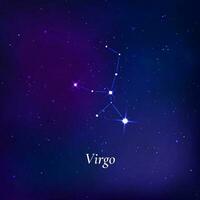 Virgo signo. estrellas mapa de zodíaco constelación en oscuro azul antecedentes. vector