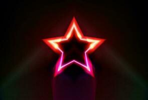 glowing star on a black background. Glowing red star with space background. abstract red star background template. vector