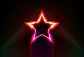 glowing star on a black background. Glowing red star with space background. abstract red star background template. vector