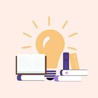 Education, school illustration with books and lamp vector