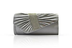 Fashion women grey handbag clutch isolated on white background, with clipping path. photo