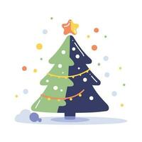 mano dibujado Navidad árbol en plano estilo vector