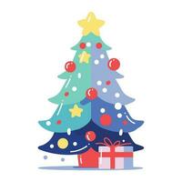 Hand Drawn christmas tree in flat style vector