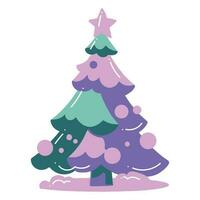 Hand Drawn christmas tree in flat style vector
