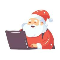 Hand Drawn Happy Santa character in flat style vector