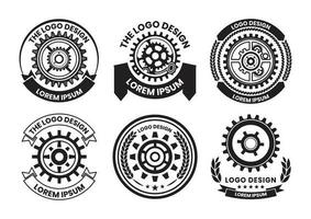 mechanic or engineer logo in flat line art style vector