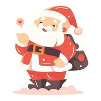 Hand Drawn Happy Santa character in flat style vector