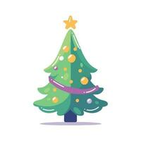 Hand Drawn christmas tree in flat style vector