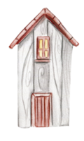 An old wooden house . An old rusty enamel element. png