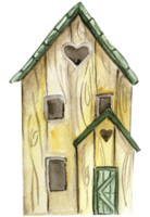 An old wooden house . An old rusty enamel element. png