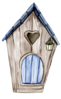 An old wooden house . An old rusty enamel element. png