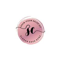 ZC Initial Letter handwriting logo with circle brush template vector