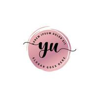 YU Initial Letter handwriting logo with circle brush template vector