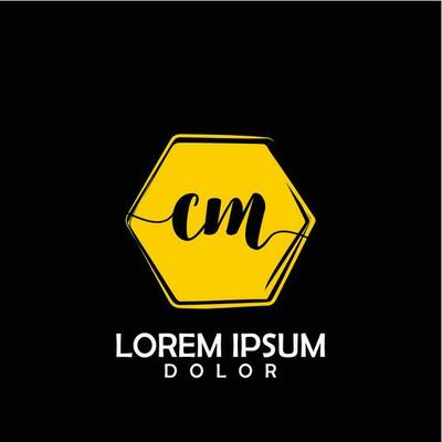 CM Initial Letter handwriting logo with circle brush template vector