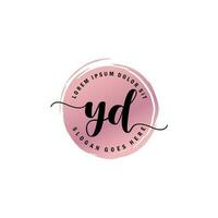 YD Initial Letter handwriting logo with circle brush template vector