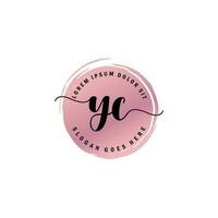 YC Initial Letter handwriting logo with circle brush template vector