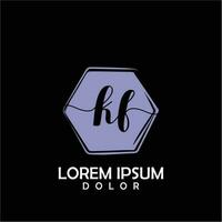 KF Initial Letter handwriting logo with circle brush template vector