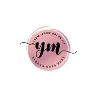 YM Initial Letter handwriting logo with circle brush template vector