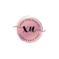 XU Initial Letter handwriting logo with circle brush template vector