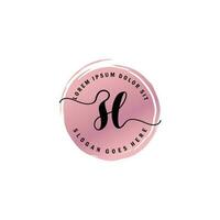 ZL Initial Letter handwriting logo with circle brush template vector