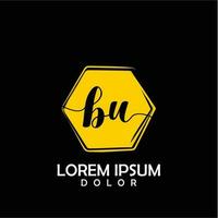 BU Initial Letter handwriting logo with circle brush template vector