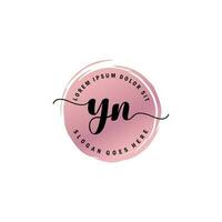 YN Initial Letter handwriting logo with circle brush template vector