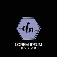 DN Initial Letter handwriting logo with circle brush template vector