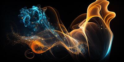 Wave of big data with dark background. 3D illustration of information technology. photo
