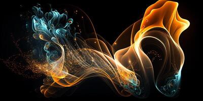 Wave of big data with dark background. 3D illustration of information technology. photo