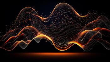 Wave of big data with dark background. 3D illustration of information technology. photo