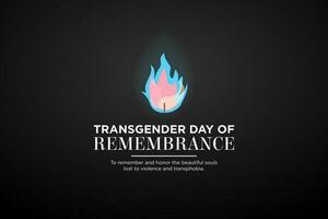 Simple Transgender Day of Remembrance Banner with burning candles using trans pride colors on dark background, celebrated on November. Vector Illustration. EPS 10.