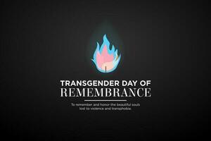 Simple Transgender Day of Remembrance Banner with burning candles using trans pride colors on dark background, celebrated on November. Vector Illustration. EPS 10.