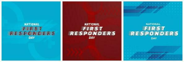 Set of National First Responders Day Greeting Cards, minimalist and geometric artworks. Vector Illustration. EPS 10.