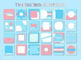 24 Mega Collection of Trans Pride Colors Layouts. Trans flag color scheme. Editable Vector Illustration. Perfect for social media, blog posts, feed, story, content creation, designs, cards.