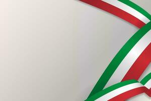 3d Realistic Italy Flag Ribbons banner template on white background for copy space. Vector Illustration. EPS 10