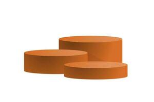 3D rendered orange gamboge podiums with shadow and perspective isolated on white background. Editable Vector Illustration.