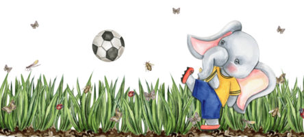 elefante futebol jogador aguarela composição. png