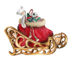 Christmas sled with gifts in the red bag. png