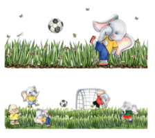 elefante futebol jogador aguarela composição. png