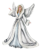 Watercolor illustration of angel with wings. png