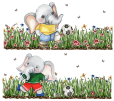 elefante fútbol americano jugador acuarela composición. png