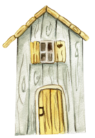 An old wooden house . An old rusty enamel element. png