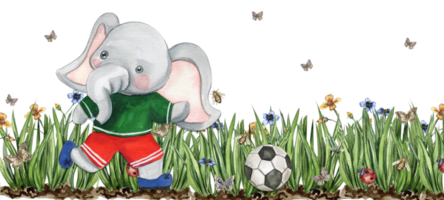 elefante futebol jogador aguarela composição. png