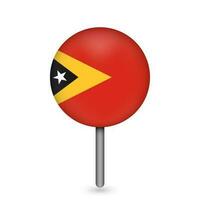 Map pointer with contry East Timor. East Timor flag. Vector illustration.